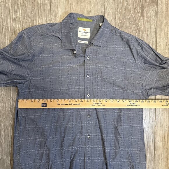 Tommy Bahama Shirt L 100% Linen Blue Button Front Long Sleeve Check Plaid - Picture 8 of 9